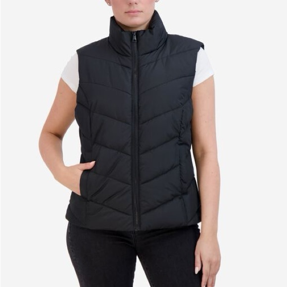 Cole Haan Jackets & Blazers - Cole Haan Black Chevron Quilted Puffer Vest Jacket